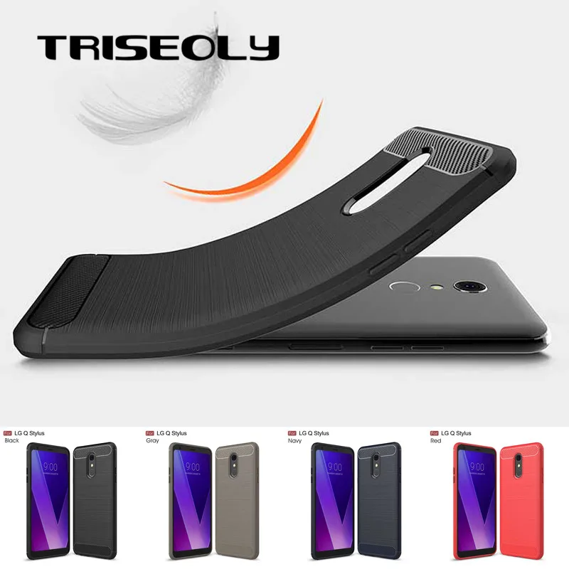 TRISEOLY чехлы из углеродного волокна для LG Q Stylus Case 6 2 &quotматовая ТПУ Резина силикон