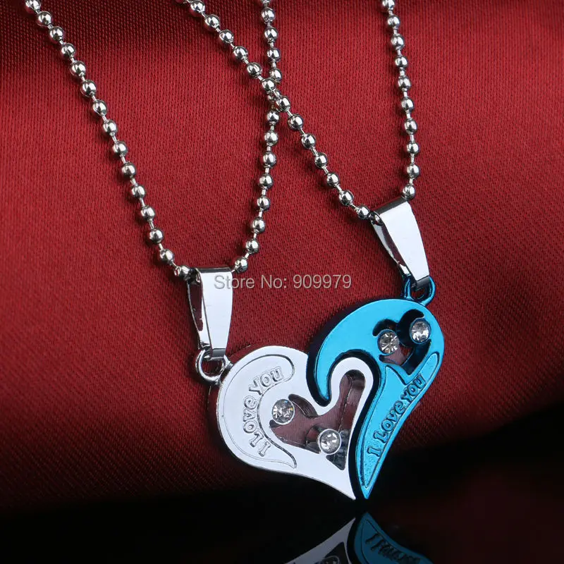 2 шт./компл. Love Heart Ctrstal синий и влюбленные женщины девушки пары подарки ювелирные
