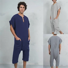 Плюс размер мужской хлопковый комбинезон, цельный комбинезон, летний Повседневный Свободный комбинезон, Мужские штаны на подтяжках, комбинезон, брюки