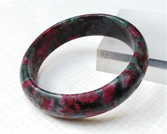 

Hot sell ->@@ NEW 100% NATURAL GREEN RED PEACH JADE BRACELET 61.5MM NEW -Top quality free shipping