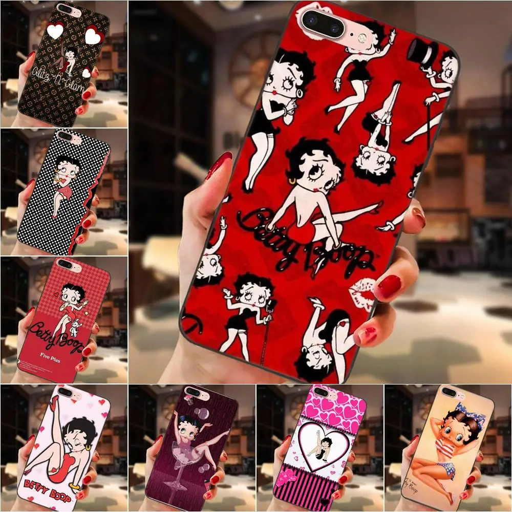 

For Samsung Galaxy Note 4 8 9 G313 S3 S4 S5 S6 S7 S8 S9 S10 Edge Plus Lite I9082 Soft Coque Betty Boop Cute Lovely Girl