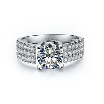 

White Gold 585 Oxhead Style Subtle 2Ct Synthetic Diamonds Wedding Ring for Women Trendy Wedding Jewelry For Bridal