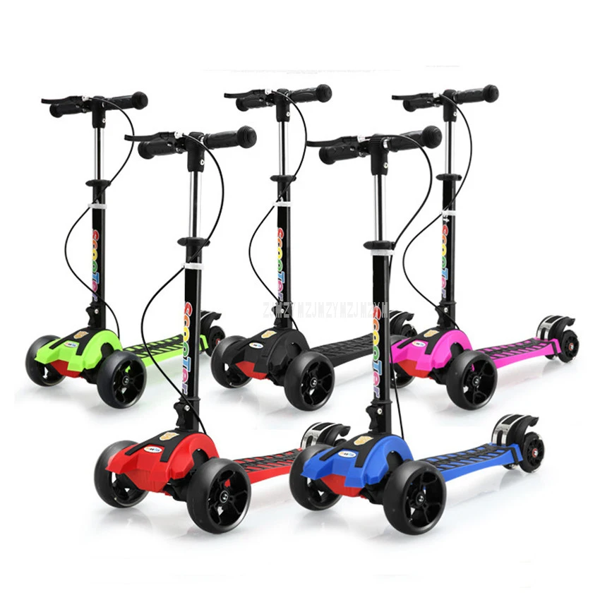 

FJ0059 Children's Scooter Tricycles Child Kids Folding Foot Scooter Adjustable Height PU Wheel Flashing LED Kick Skateboard
