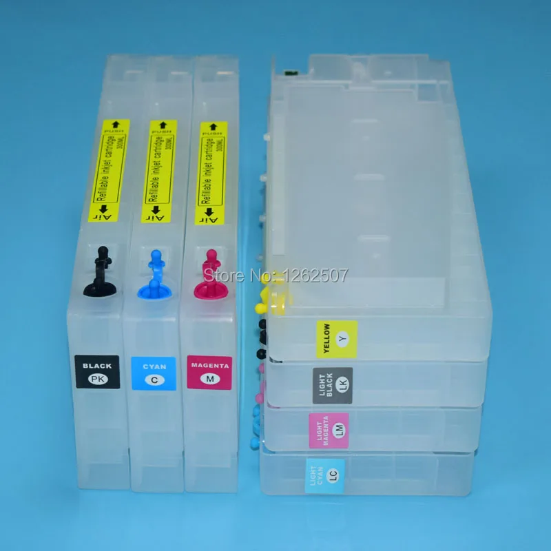 T5441-T5447 7600 9600 300ml Empty refill inkjet printer cartridges with chip for Epson Stylus PRO 7600 9600 Photo printing 7pcs T5441-T5447 7600 9600 300ml Empty refill inkjet printer cartridges with chip for Epson Stylus PRO 7600 9600 Photo printing 7pcs