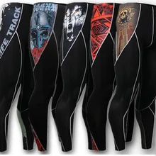 Новые модные мужские компрессионные штаны с 3D принтом, быстросохнущие обтягивающие боди, леггинсы, колготки для фитнеса, штаны для ММА
