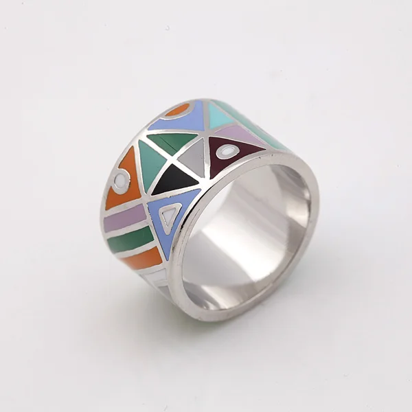 

Free Shipping! Arab Style Triangle Pattern Wide Enamel Jewelry Ring ,1 pcs/pack