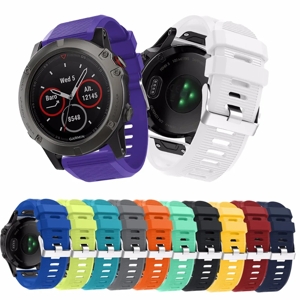 

Bemorcabo Soft Silicone Wristband Replacement Strap with Quick Release Connectors for Garmin Fenix 5X/Fenix 3/Fenix 3 HR Watch