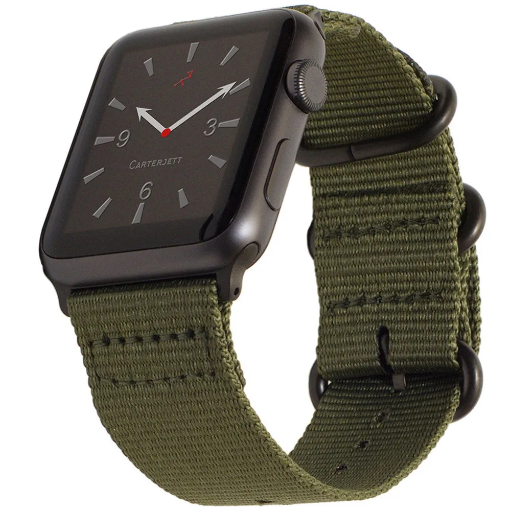 Ремешок нейлоновый с тройной пряжкой для Apple Watch SE Series 6 5 4 3 браслет отдыха 40 мм 44 38