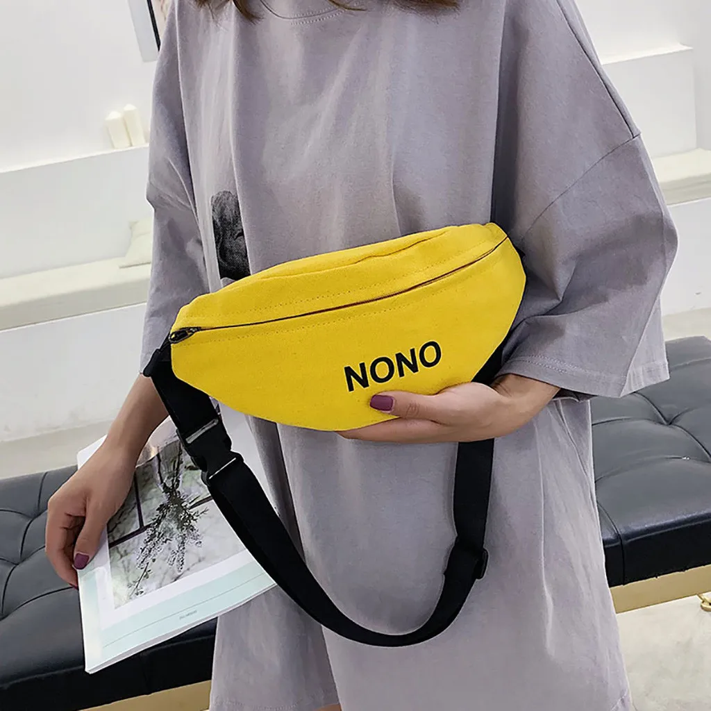 NONO Letter Waist Bag Female Fashion Belt Chest Bag Handbag Unisex Fanny Pack Women Waist Pack Belly Bags Purse Yellow