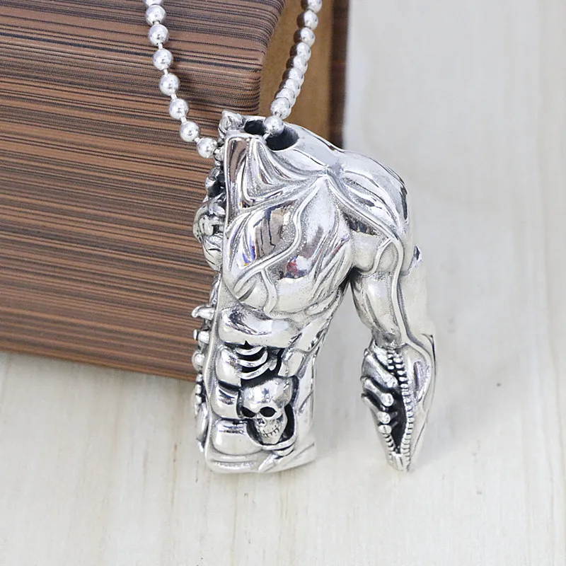

Sterling Silver Half Body Model Pendant Gothic Non-mainstream Sweater Chain Pendant Male Ornament Necklace Decoration
