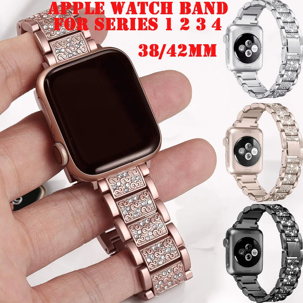Нержавеющая сталь браслет наручных часов iWatch, ремешок для наручных часов Apple Watch iWatch 38, 42 мм, версия Стразы браслет ремешок для часов