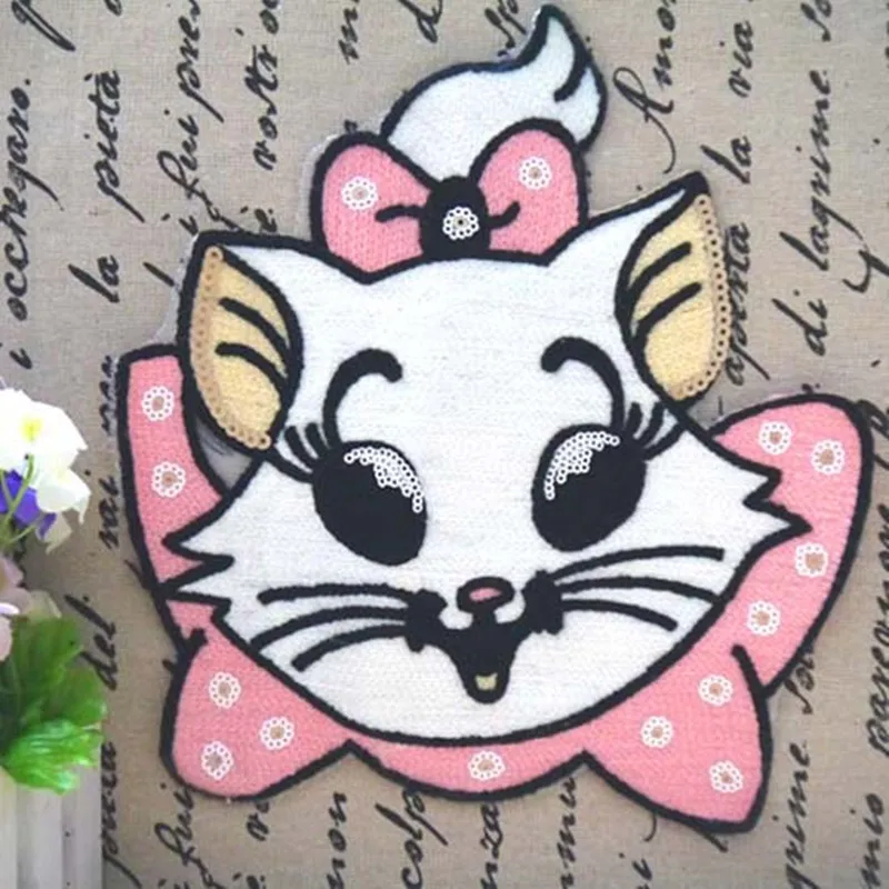 

Embroidered iron on patches for clothes cathead sequins deal with it clothing DIY Motif Applique Free shipping