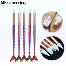 5 rodzajów syrenka uchwyt do paznokci pędzelek artystyczny pióro silikonowe głowy rzeźba płaskorzeźba 3d kształtowanie Hollow rzeźby DIY Manicure rozsianych narzędzia