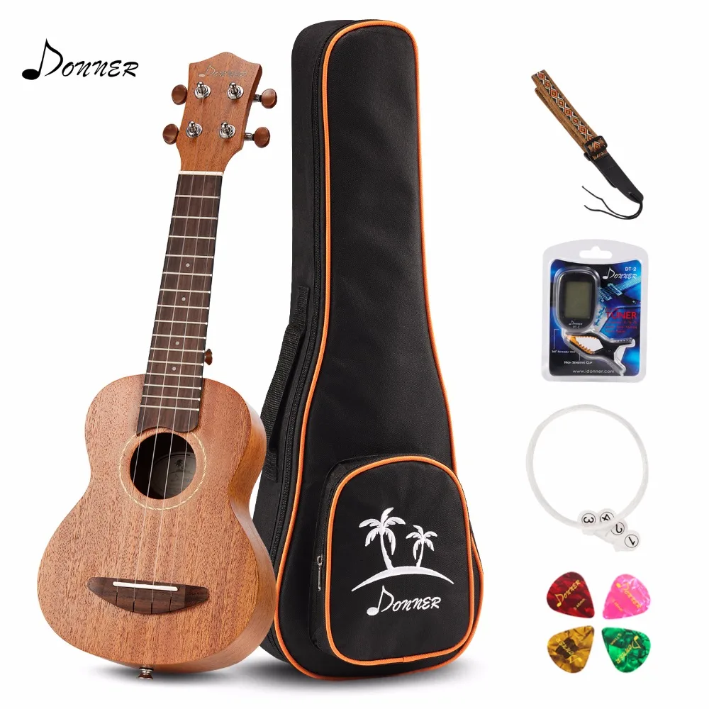 

Donner 21 inch Soprano Mahogany Ukulele DUS-1 With Ukulele Bag Set Kit Strap Nylon String Tuner Musical Instrument