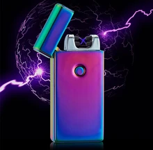 High Quailty Cross Double Arc Lighter Case USB Pulse Windproof Lighters Electronic Metal Men Cigarette lighter -BSG307