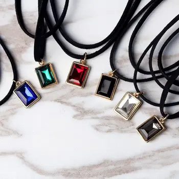 

1Pc Gothic Retro Vintage Black Velvet Crystal Charm Pendant Choker Double Layer Choker Necklace Jewelry Nice Gift