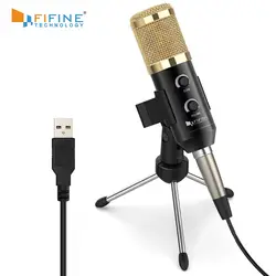 FIFINE конденсаторный микрофон с штативом Стенд микрофон клип USB разъем костюм для ПК MacBook для онлайн обучения общения k058