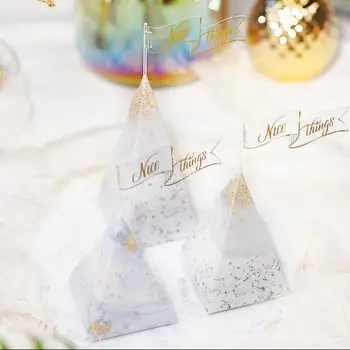 

free shipping marble pattern pyramid paper party favor boxes , SZZP02