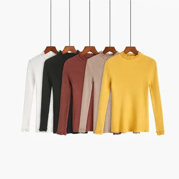 

2018 autumn and winter new sweater women's wild half-neck sweater long-sleeved solid color warm bottoming shirt jacket pullover