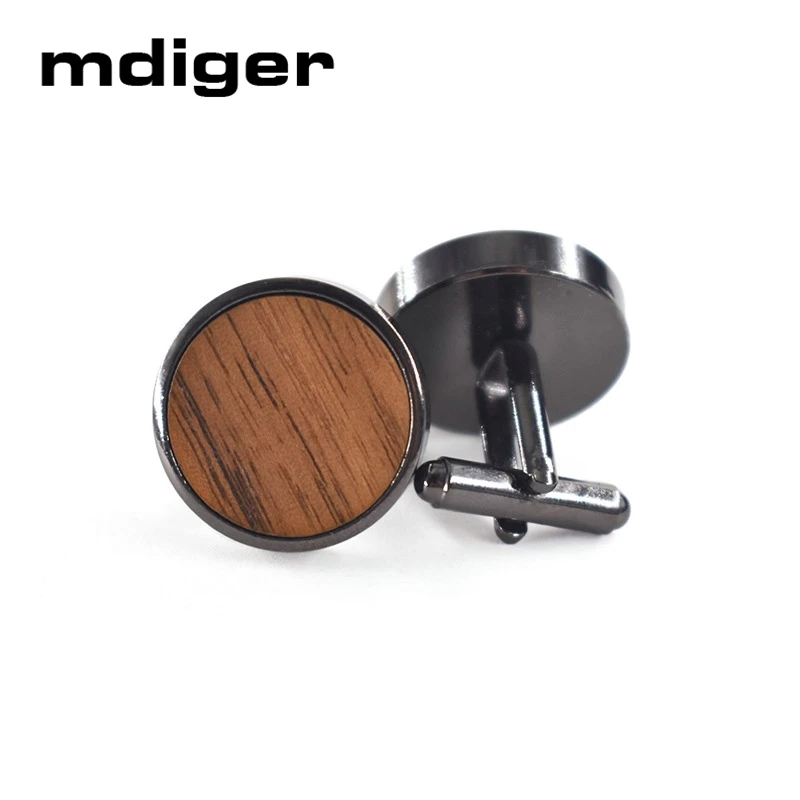 Mdiger трендовые круглые запонки с деревянными элементами для мужской рубашки