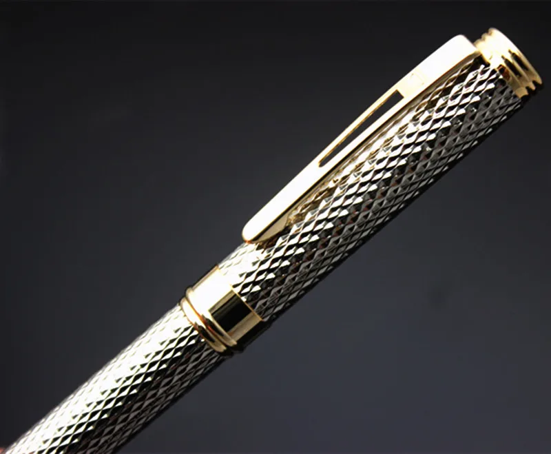 Крокодиловая 218 Роскошная Серебристая перьевая ручка с золотым зажимом 0,5 мм Металлические чернильные ручки для бизнес-подарка