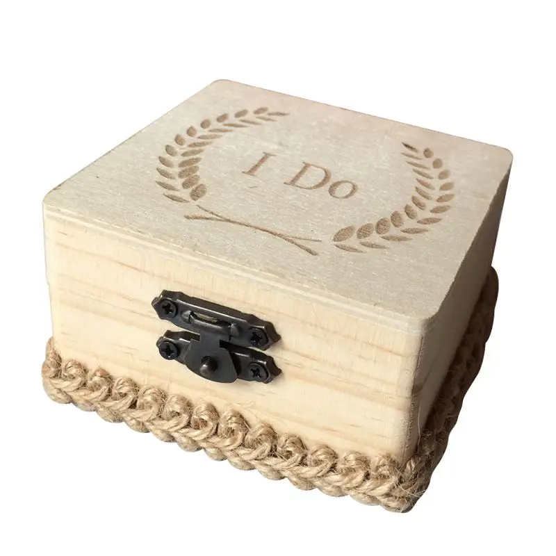 Коробка для свадебных колец с деревянным принтом, держатель для свадебных колец в деревенском стиле, Подарочная коробка для ювелирных