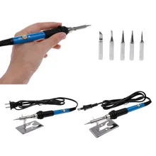 7 шт./компл. 220 В 60 Вт Регулируемая Температура паяльник для подключения к Сварка Тепловая пушка карандаш Комплект Штепсельная Вилка европейского стандарта Электрические паяльники