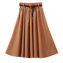 Женская юбка, лето, urmiitro, миди, длина до колена, мягкая, элегантная, летняя, Женская юбка с поясом, трапециевидная, школьная юбка размера плюс
