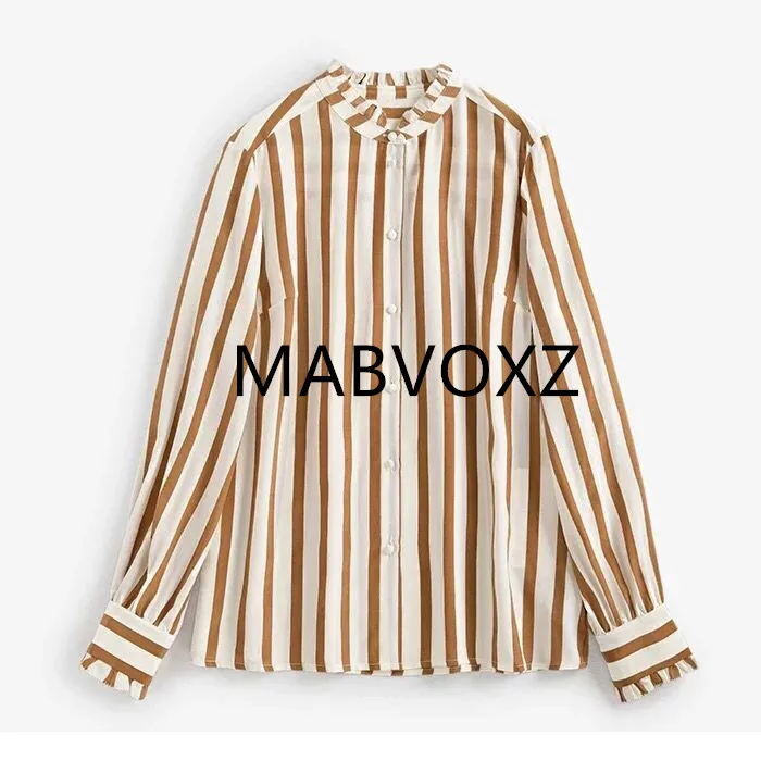 

2019 New Women Silk Striped Blouse Shirt