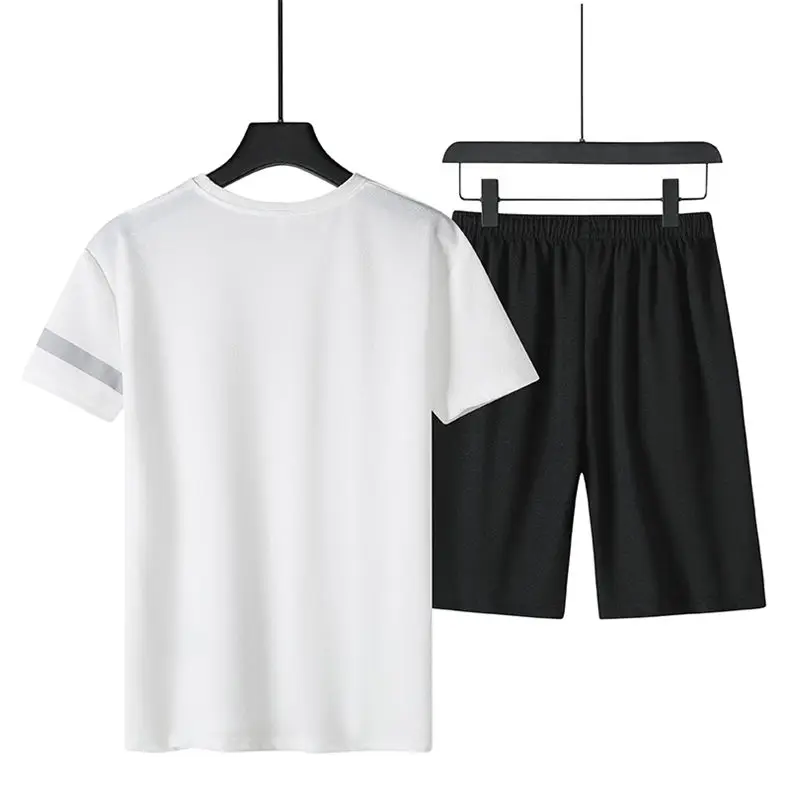 Pack of 2 Print T-Shirt&Shorts Summer Short Sets Men Casual Suits Homewear Tracksuit Male Sweatshirts Hoodies 4XL Top&Tees+Pant 05