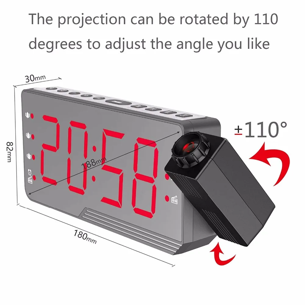 FM радио часы светодиодный цифровой будильник с проекцией времени температура электронные настольные часы стол проектор часы nixie часы