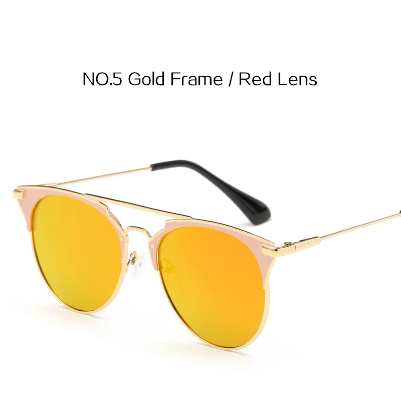 YOOSKE зеркальные розовые золотые солнцезащитные очки женские круглые Роскошные Брендовые женские солнцезащитные очки Дамская мода звездный стиль Оттенки для женщин - Цвет линз: NO 5