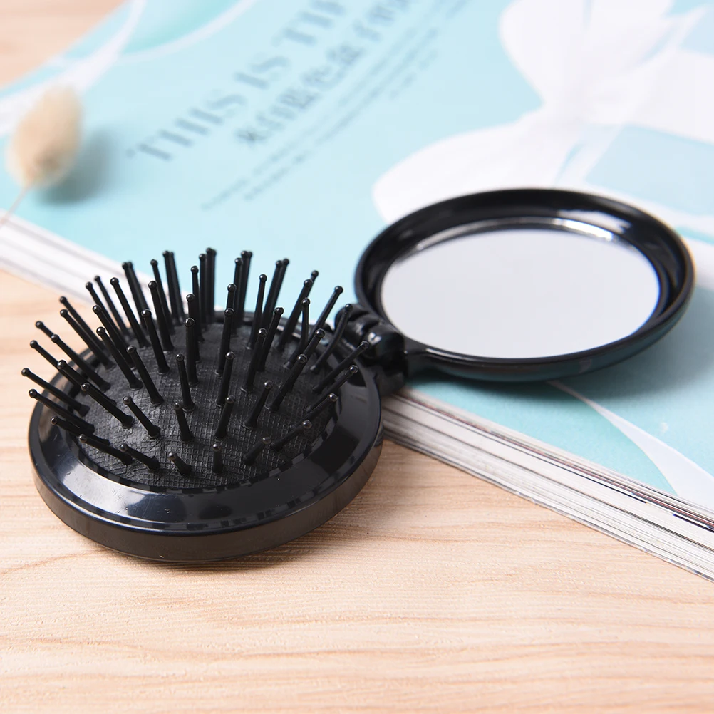 

black Cute Chocolate Cookie Shaped Design Makeup Mirror with Comb Lady Women Makeup Tool Pocket Mirror Home Office Use