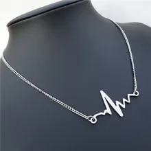 Нержавеющая сталь электрокардиограмма колье ожерелье для женщин модные ювелирные изделия