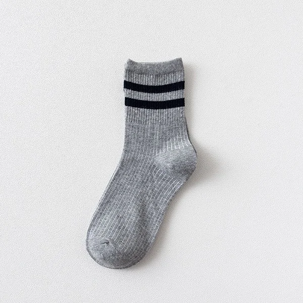 Gray Socks 5 пар/партия, женские спортивные носки, Осень-зима, Новые Классические однотонные полосатые хлопковые короткие носки Harajuku, теплые женские забавные носки - Цвет: Gray Socks