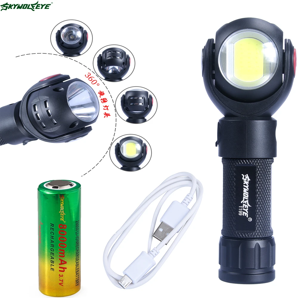 6000lm LED COB Work Light USB Rechargeable Flashlight Magnetic Torch Hand Lamp