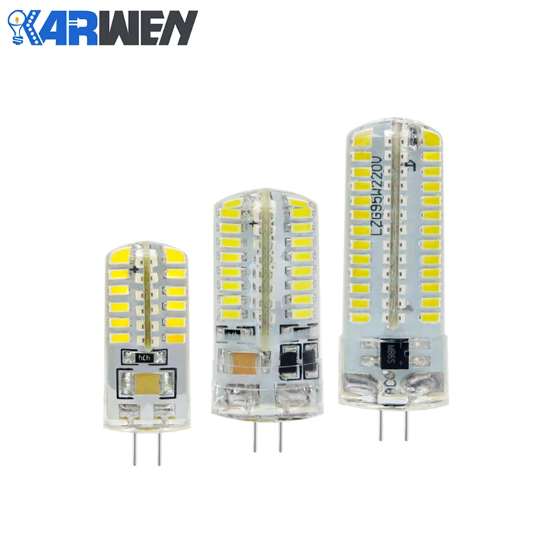 KARWEN 10 шт./лот G4 G9 Светодиодный лампа SMD3014 2835 3 Вт 5 Вт 7 Вт 9 Вт AC/DC 12V AC 220V 24 48 64 104 светодиодный s люстра 360 градусов с украшением в виде кристаллов пятно