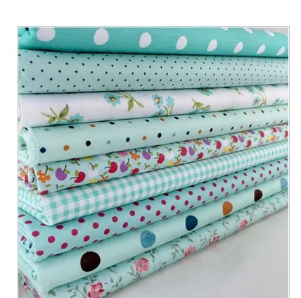 

Handmade DIY fabric 25*25cm printed plain cloth small fragmented cotton patchwork fabric Sewing Quilting doll dress blue green
