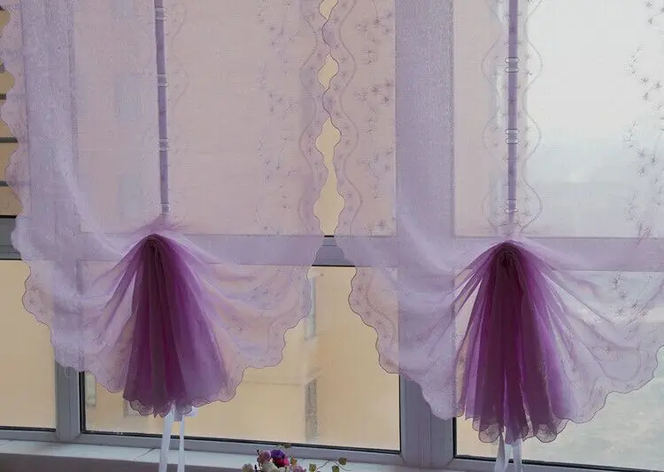 ZHH Free Shipping Fresh lavender embroidered balloon curtain lift