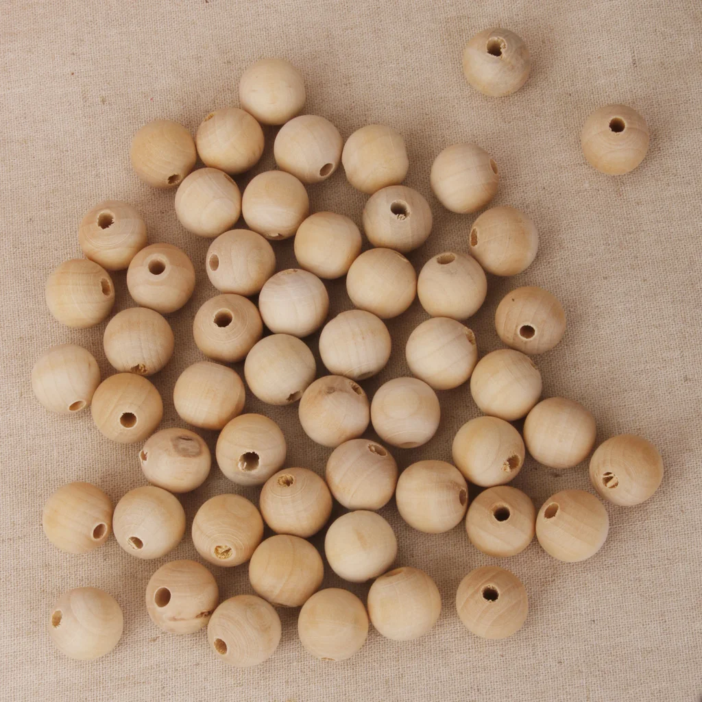 100pcs Natural Unfinished Wood Beads Baby Teething Round Ball Bead DIY Craft 10mm 20mm