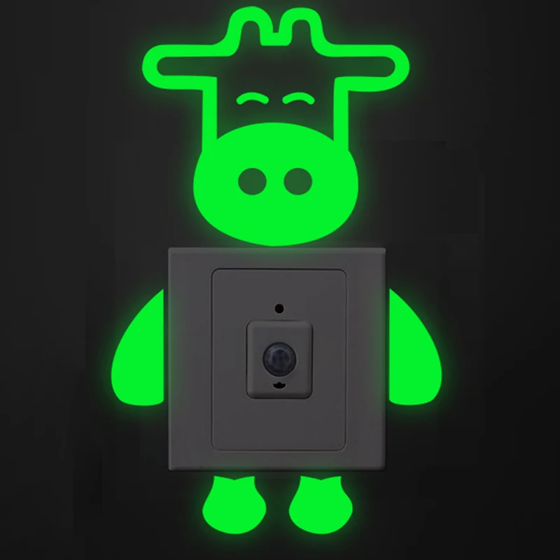 

Cow Switch Luminous Panel Sticker Glow In The Dark Decor For Home Decoration Accessories Vinyl Fluorescent Mural Wall Art Decals