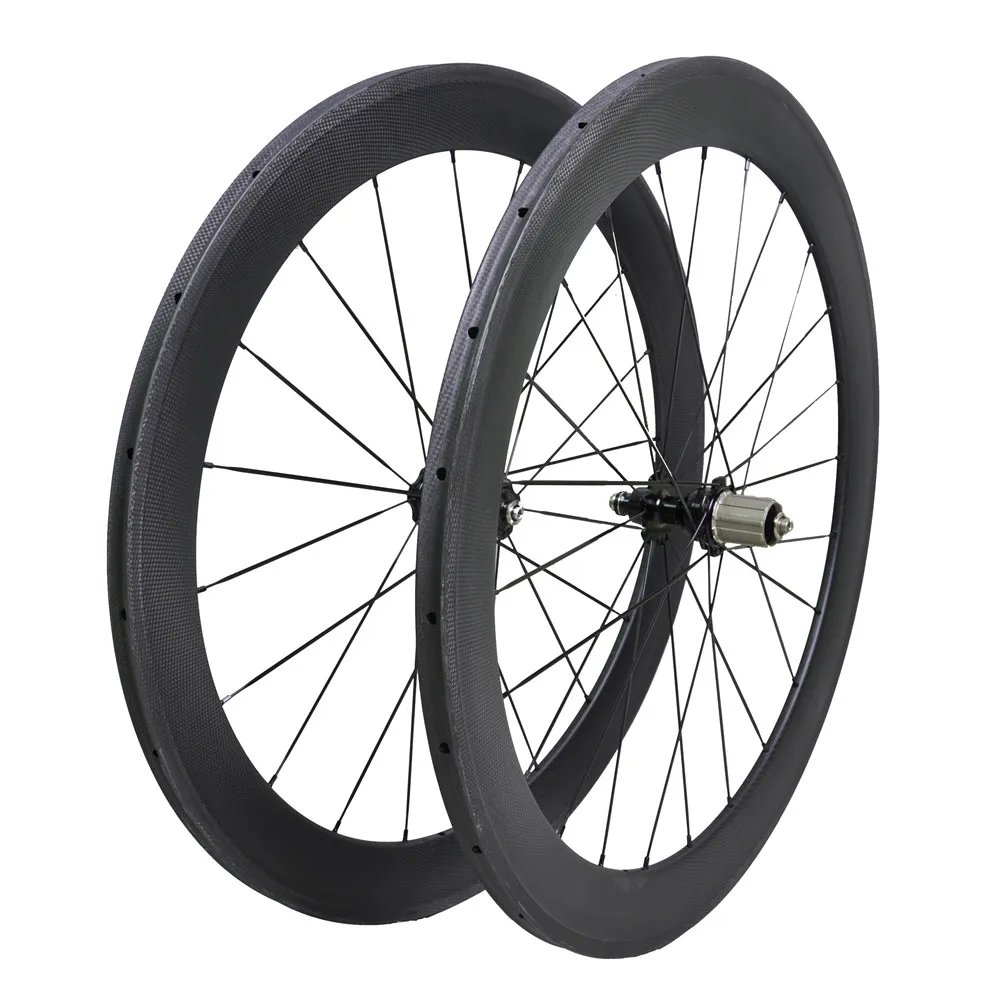Perfect WINCE DengFu 700C Carbon Road Wheel 21mm Width 60mm Tubelar Basalt Braking Surface with Full Carbon Spokes 5