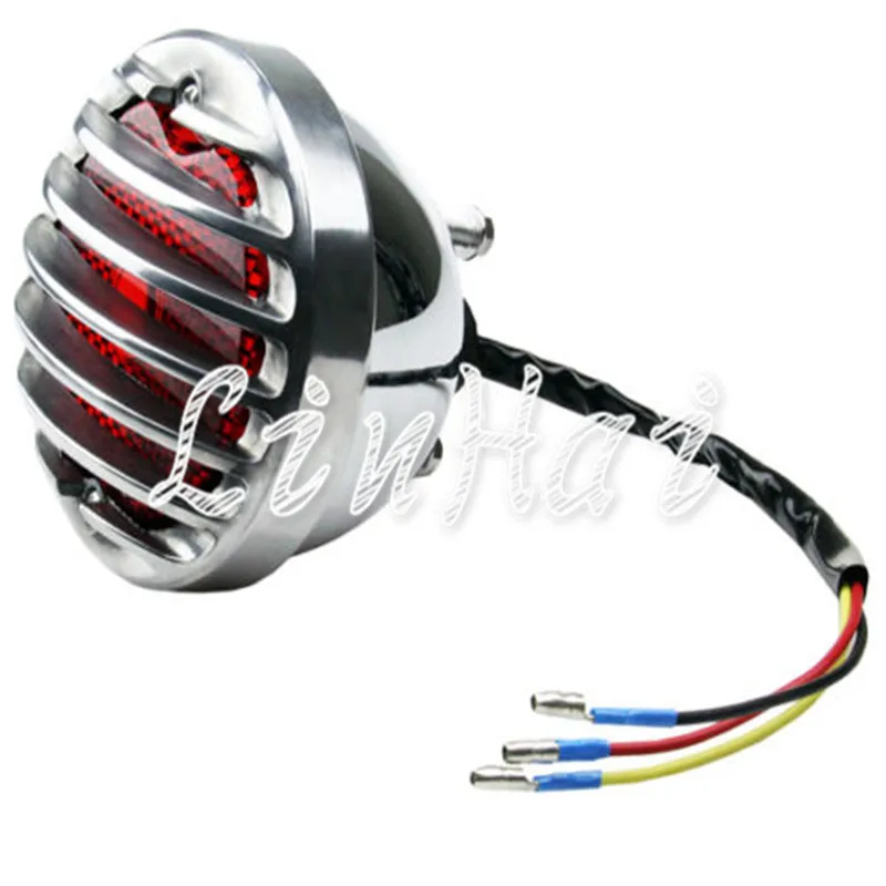 CHROME ROUND MOTORCYCLE TAIL BRAKE LIGHT FOR HARLEY BOBBER CHOPPER RAT CUSTOM