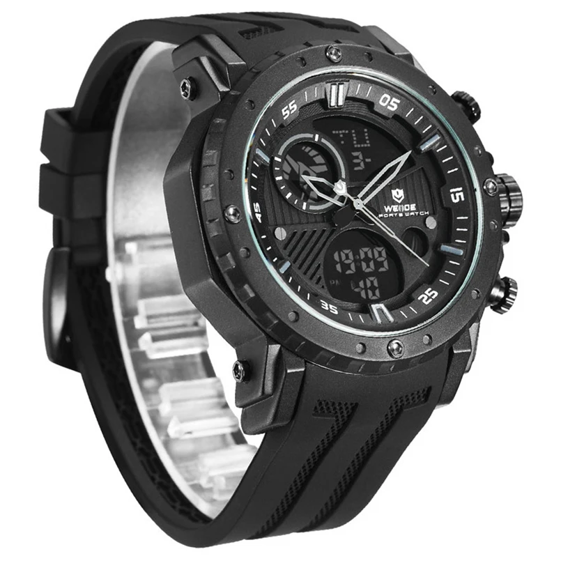 

WEIDE Digital Fashion Men's Big Dial LCD Multifunction Waterproof Sports Chronograph Watch Alarm Date Calendar Analog Wristwatch