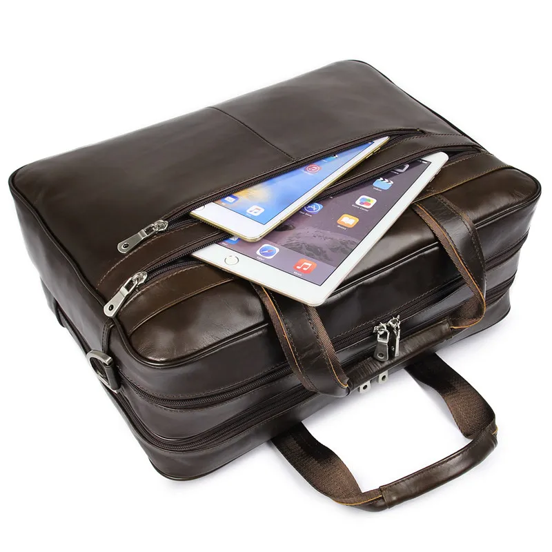 Nesitu черный Кофе большие натуральная кожа 15,6 ''17'' ноутбук Для Мужчин's Портфели Бизнес путешествия Курьерские сумки портфель M7319