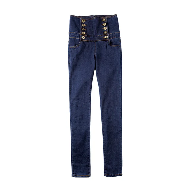 Spring and autumn European and American style extra large high waist jeans Ms. cotton waist thin skinny pencil pants Spring and autumn European and American style extra large high waist jeans Ms. cotton waist thin skinny pencil pants