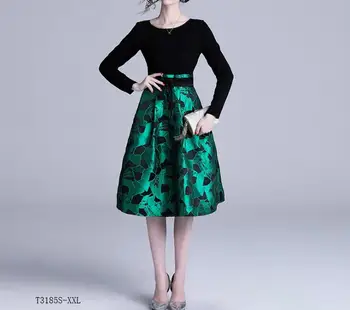 

European style 2019 New arrivals summer Spring fashion women clothes temperament patchwork Jacquard vintage dress T3185