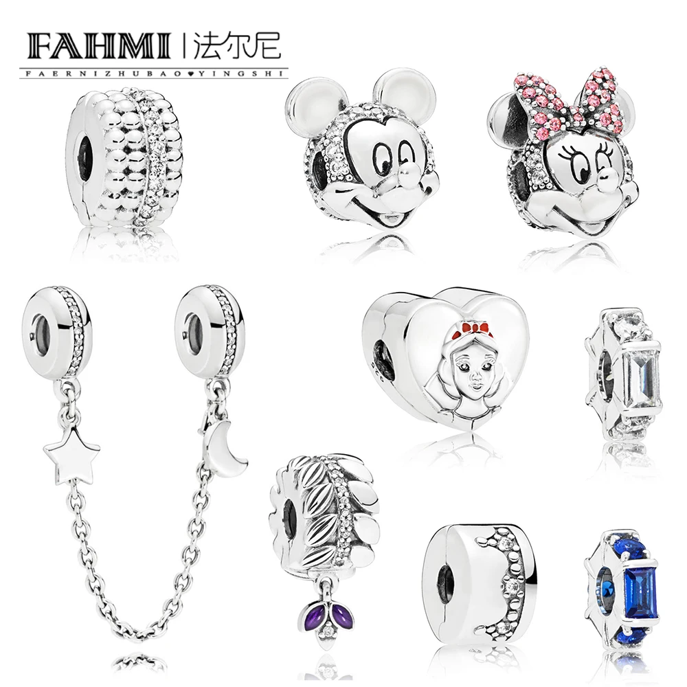 

FAHMI 100% 925 Sterling Silver Galaxy Safety Chain PORTRAIT CLIP GRAINS OF ENERGY CLIP DAZZLING CROWN CLIP Ice Sculpture Spacer