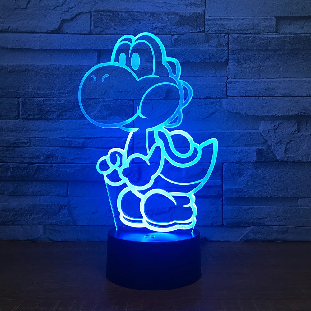 Yoshi Mario 3D светодиодный USB лампа мультяшная игра фигурка Супер акриловая Новинка рождественское освещение подарок RGB сенсорный пульт дистанционного управления игрушки