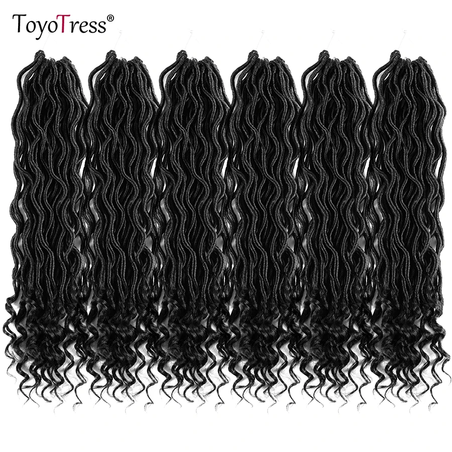 Toyotress вязаный крючком косы волосы 24strands/пакет искусственная Locs вьющихся волос Синтетический вязаный крючком плетения волос 1-10packs